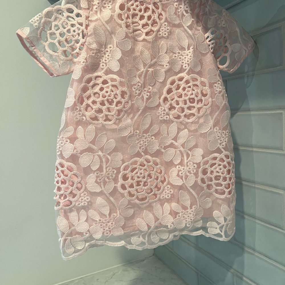 Girls' Pink Floral Lace Dress